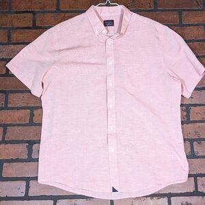 Untuckit Men's L Lightweight Cotton Linen Blend Shirt - Light Red